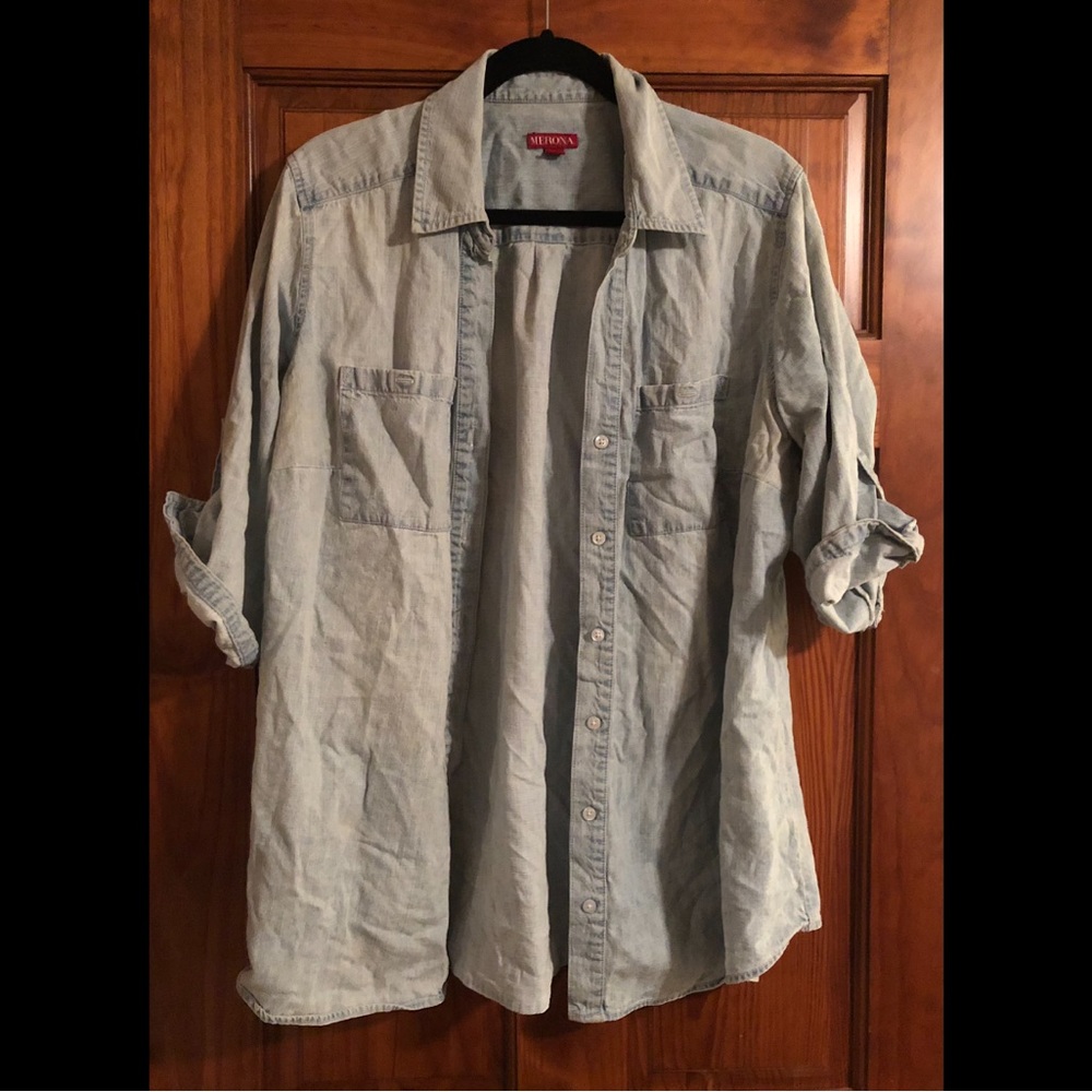 MERONA • 1x button front jean jacket shirt